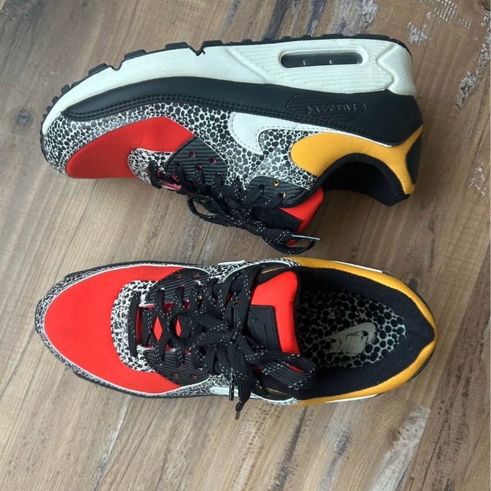 Women’s Nike Air Max Sneakers in Red, Black & Yellow with Leopard Print